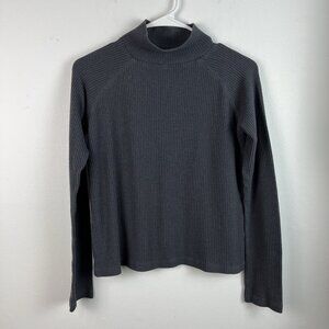 Mer Sea Ribbed Knit Top Womens S Gray Mock Neck Soft Casual Travel‎ Minimalist